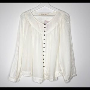 FREE PEOPLE Cool Meadow Peasant Top in White